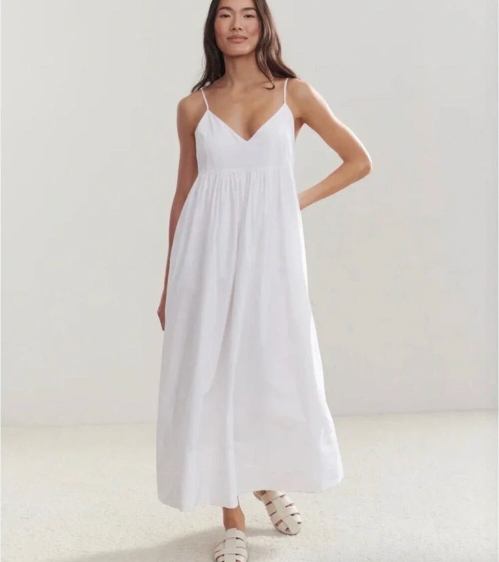 Jenny Kayne Cotton Cove Midi Dress Sleeveless White Large